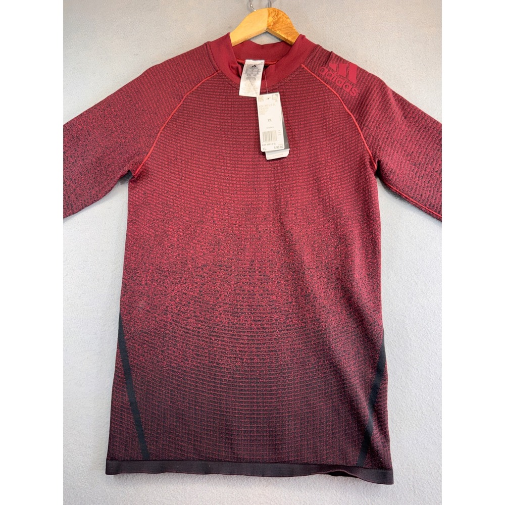 Adidas Alphaskin 360 LS SL Shirt Mens XL Noble Maroon Black CZ9066 Compression